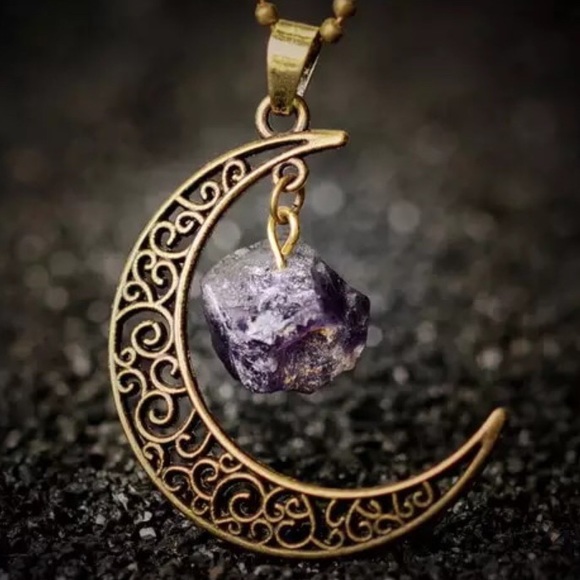Crescent Moon Amethyst Necklace - Picture 2 of 6